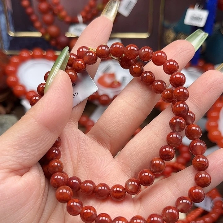 未镶嵌瓦西半山水8mm+毛衣链南红玛瑙
