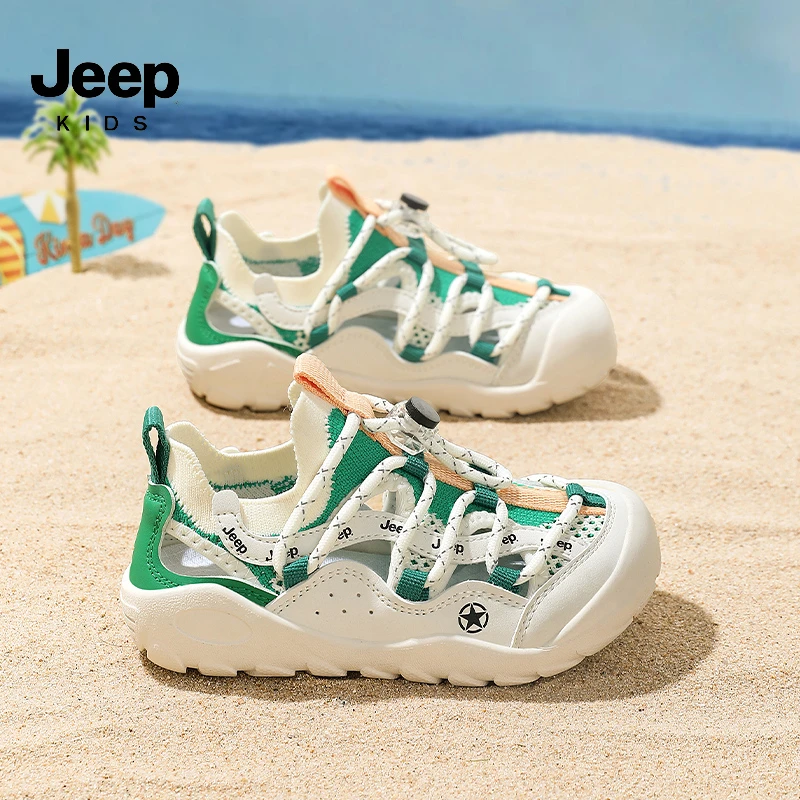 jeep儿童凉鞋户外防滑涉水童鞋2025夏季新款运动鞋包头溯溪袜子鞋