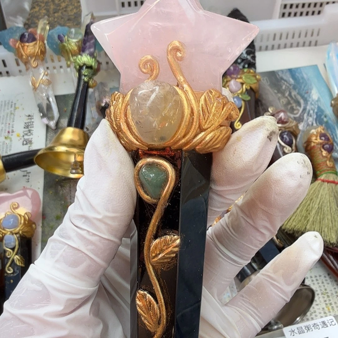 水晶手链22K金镶嵌黑曜石