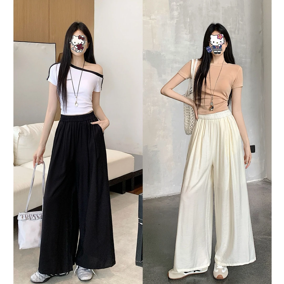 8151-夏季女装显瘦微胖大码宽松裤子