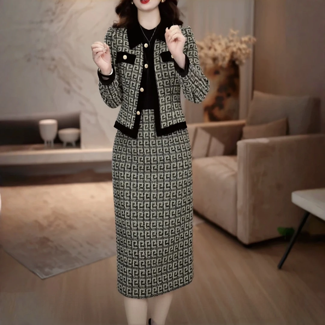 【外套+连衣裙】2025秋冬轻职风温柔优雅贵气洋气时尚显瘦套装裙