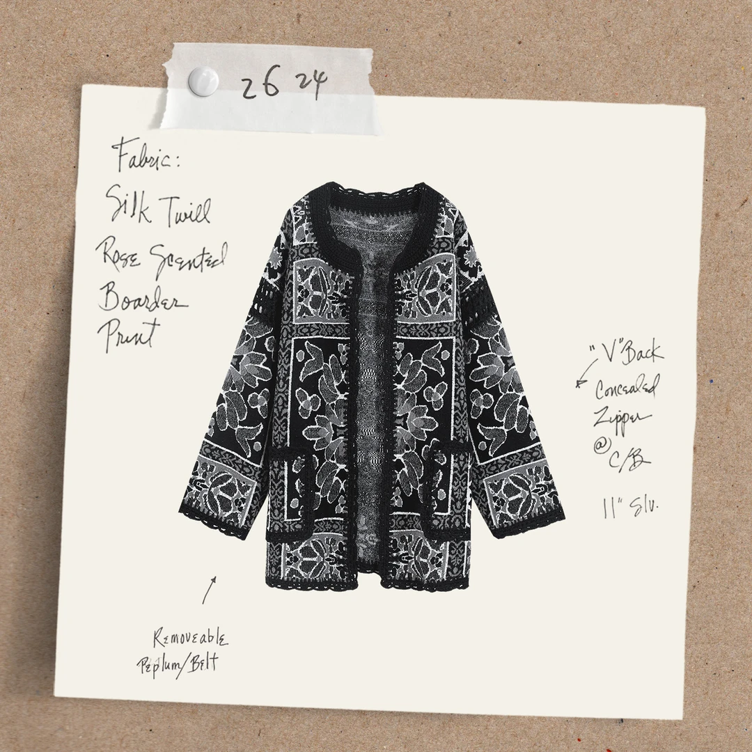 【流浪艺人】手工钩花超重工！针织提花黑白复古慵懒女装大外套18917