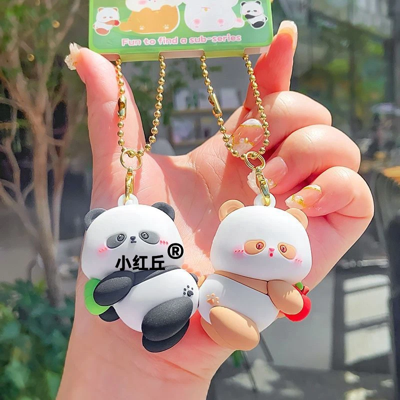 磁吸对对款可爱熊猫公仔钥匙扣配饰卡通玩偶情侣闺蜜包包挂件礼物