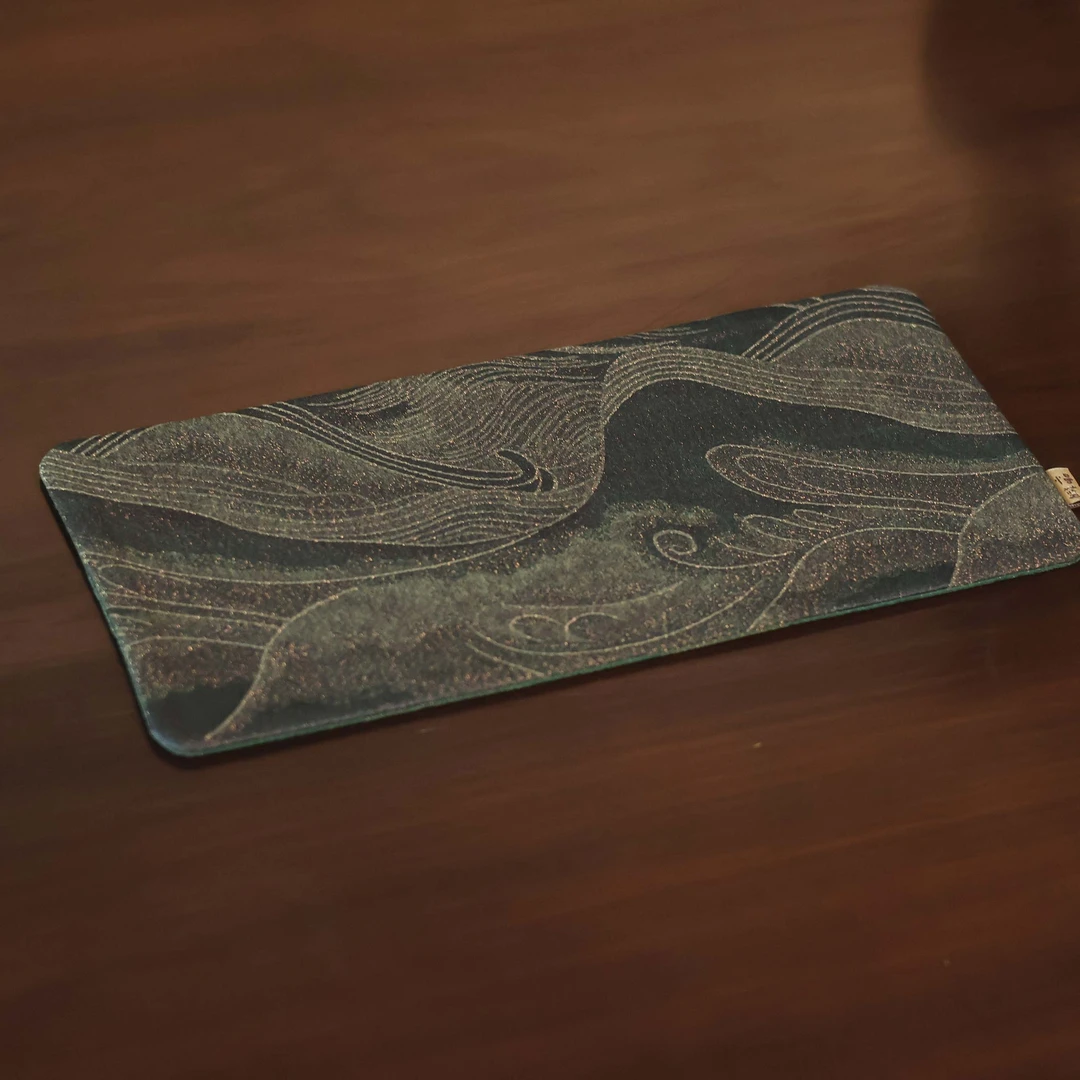 【小田甄陶】【山海经】绿色双面茶席28*13（慢蓝S1210）