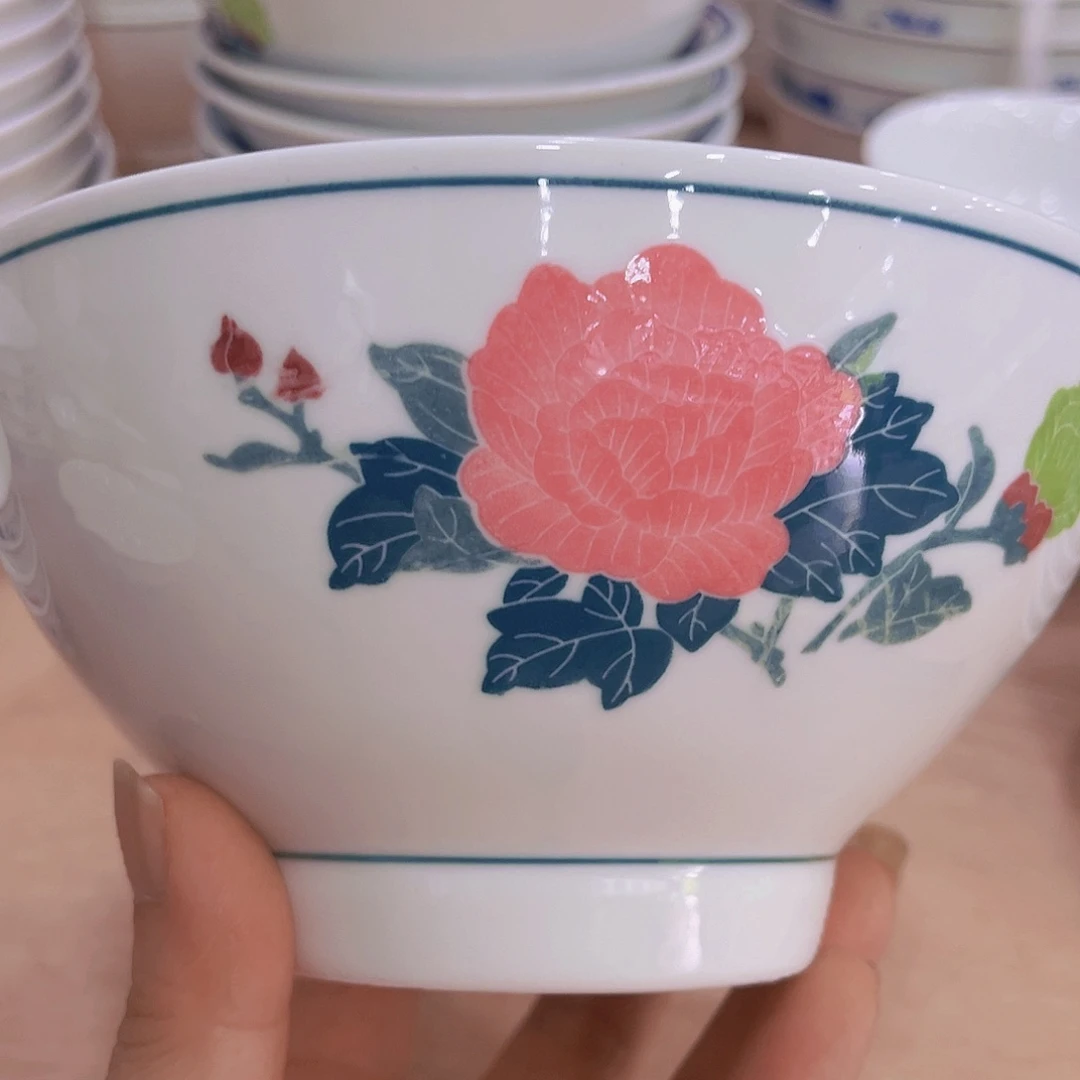 釉下五彩芙蓉花七寸
