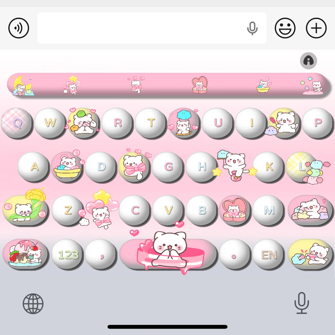 【开心萌猫猫】ios苹果安卓百度输入法皮肤键盘白肚皮双系统双色