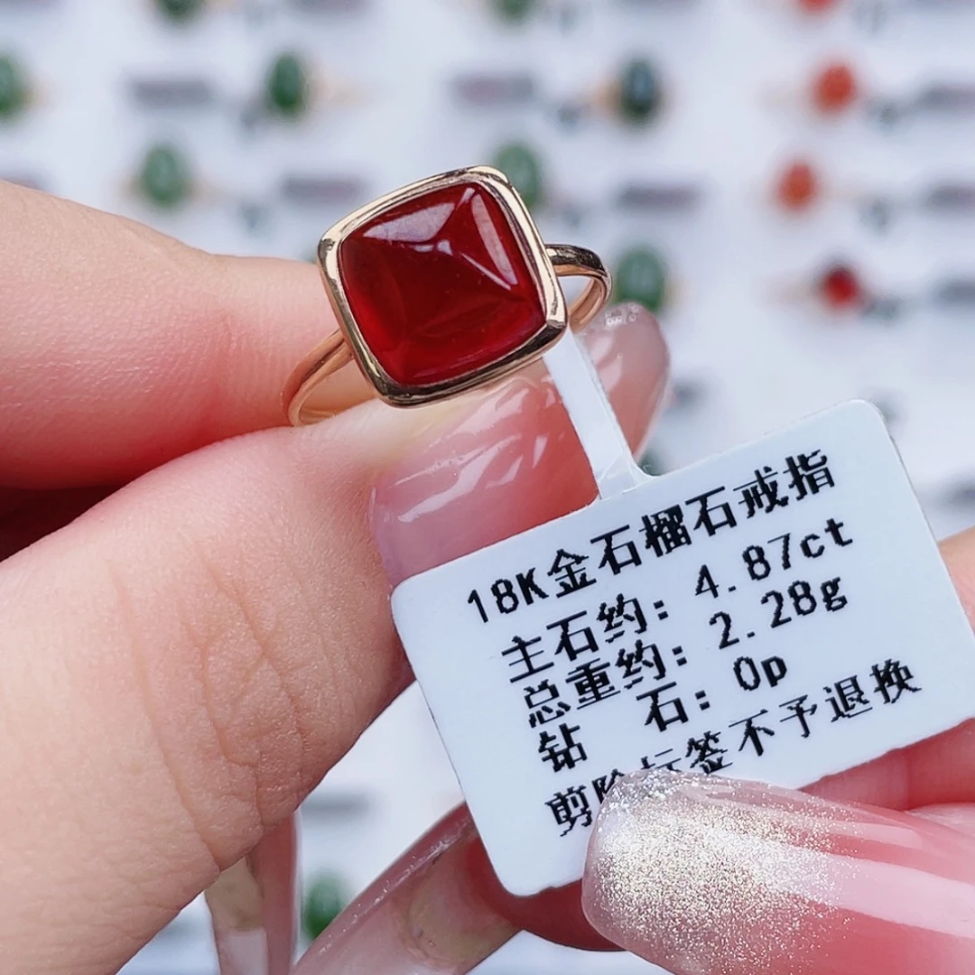 戒指石榴石18K金镶嵌