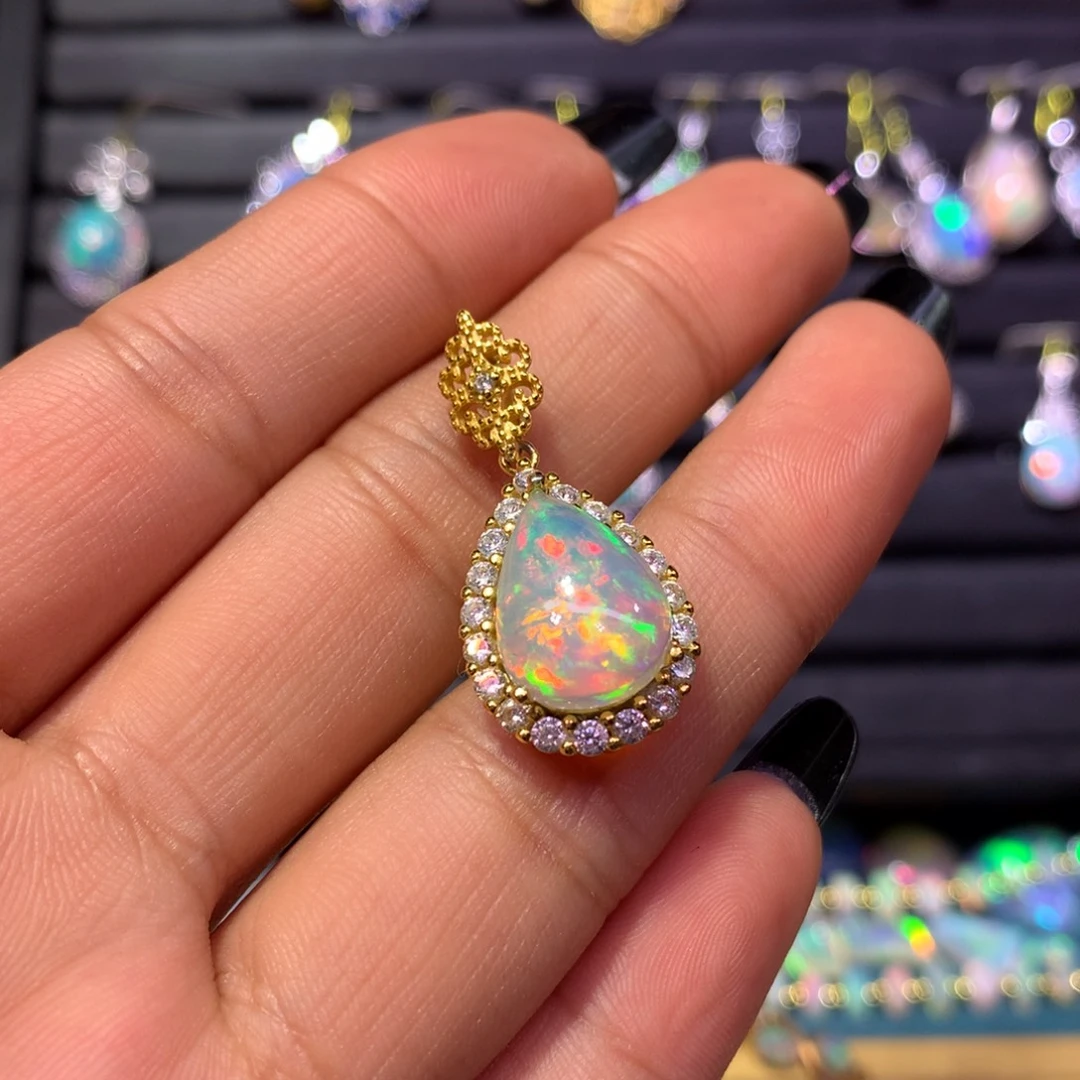 欧泊银S925镶嵌吊坠款