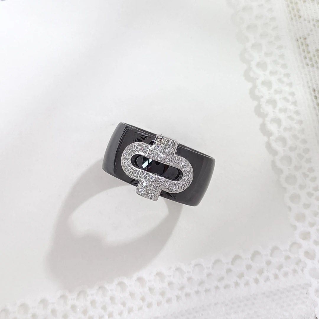 925银陶瓷戒指 T2YF-33517 戒指时尚气质简约欧美百搭