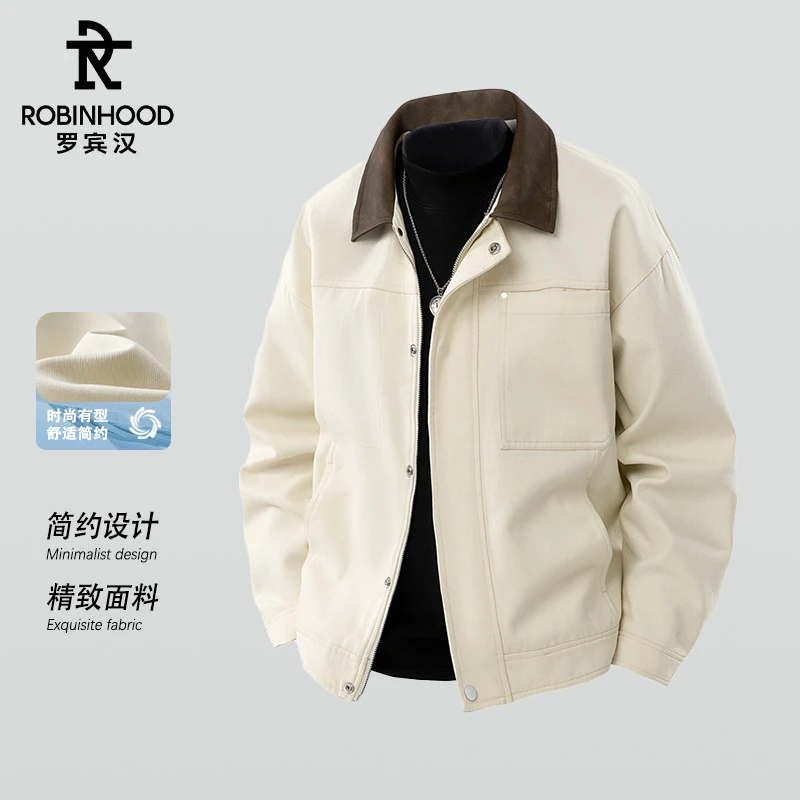 罗宾汉严选复古休闲百搭外套男夹克春季潮流时尚百搭翻领工装上衣