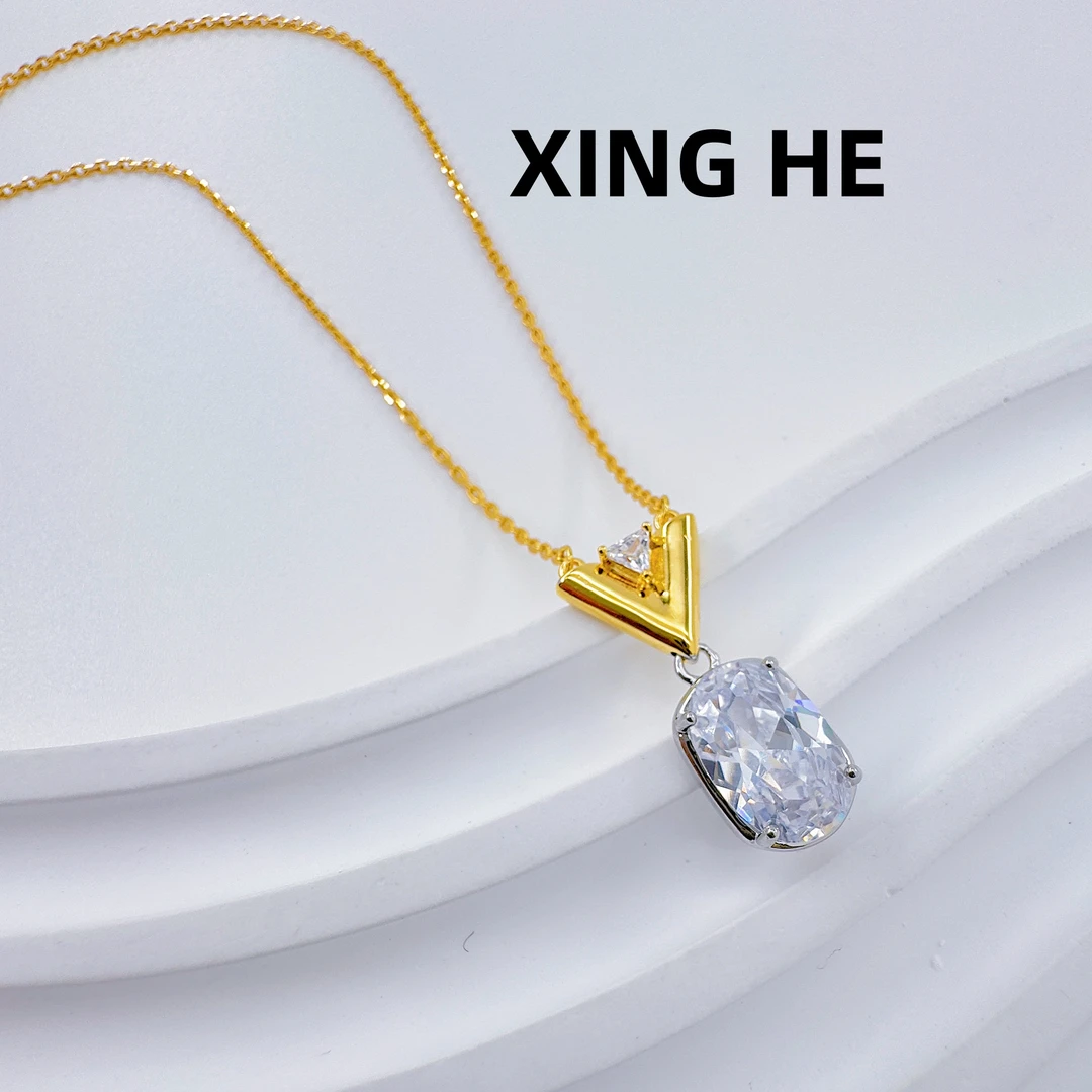 钛钢项链 新款小众高级感简约项链铜镀金镶钻百搭锁骨链