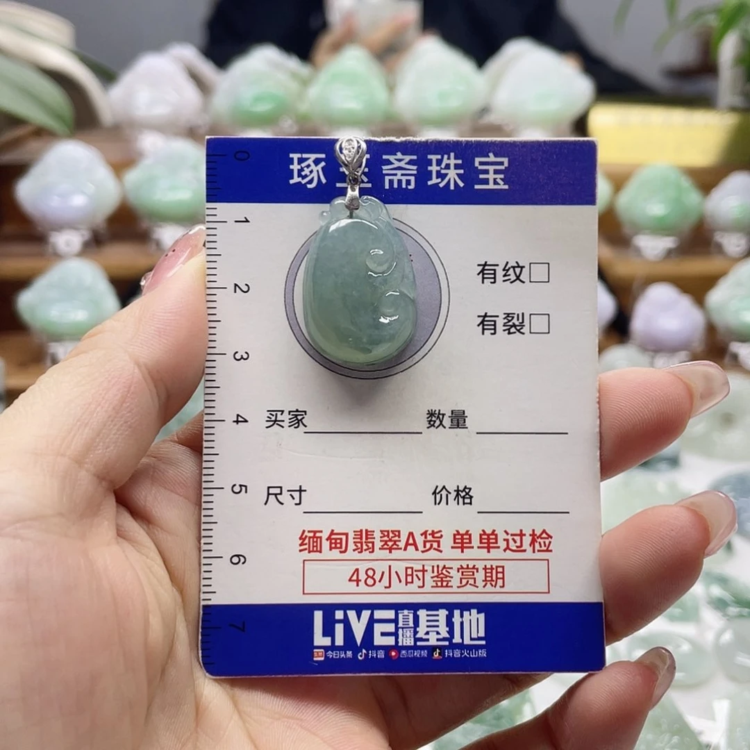 颈饰银S925镶嵌翡翠如意