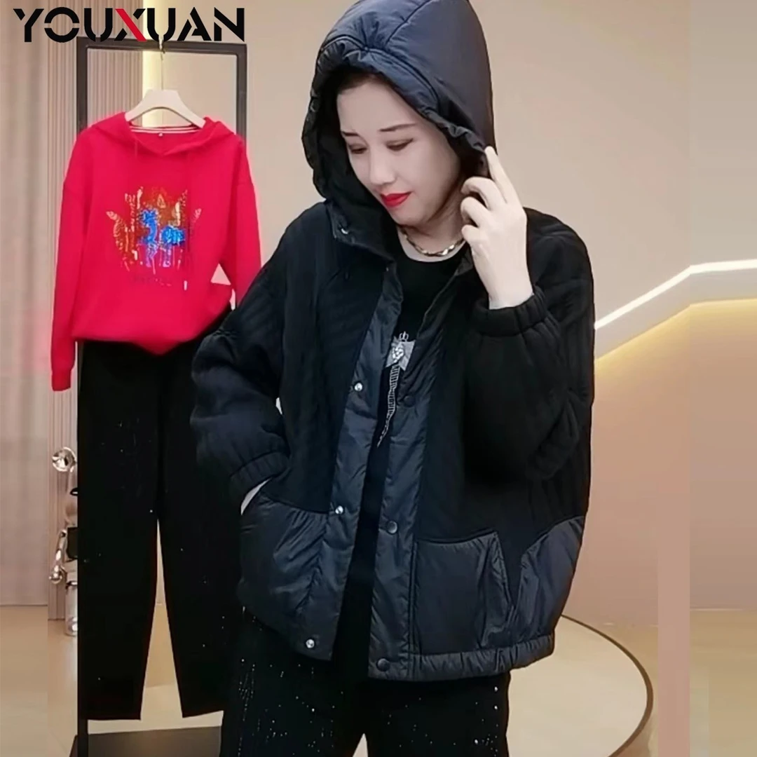 【私服黑二棉】【设计师款】女士秋冬时尚宽松休闲短款百搭外套85059