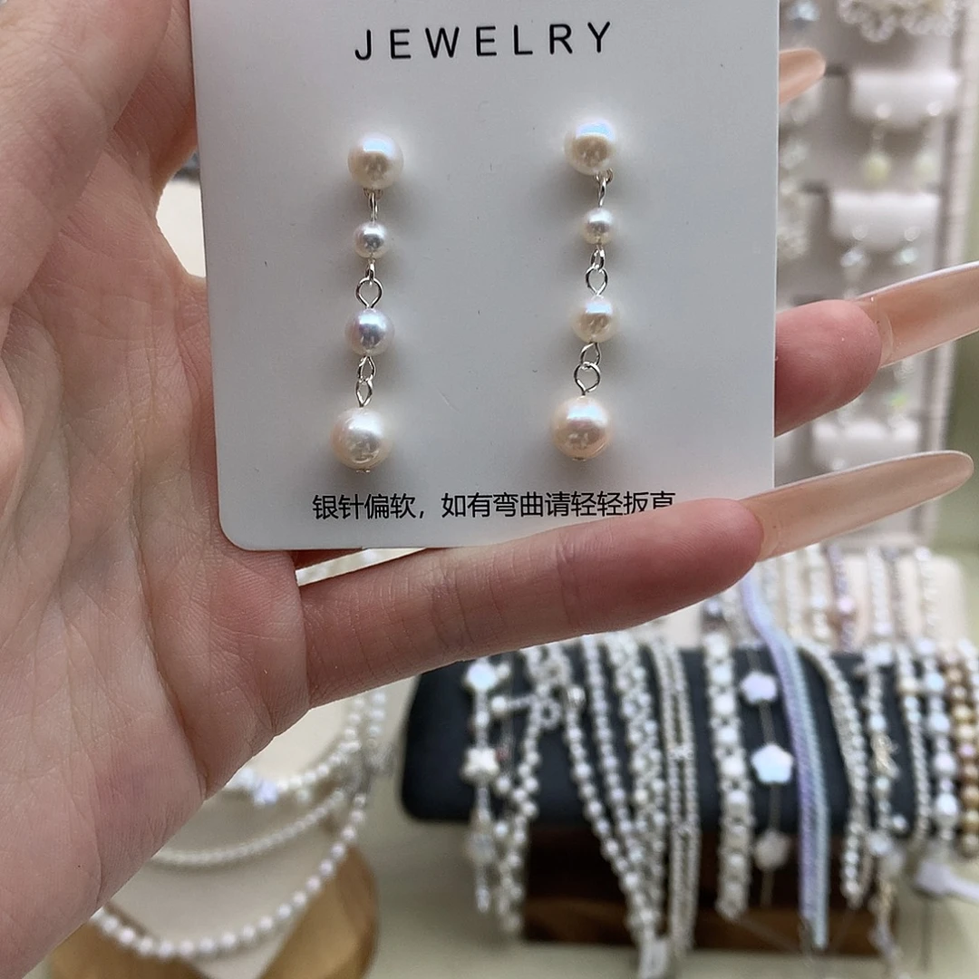 淡水珍珠耳饰银S925镶嵌