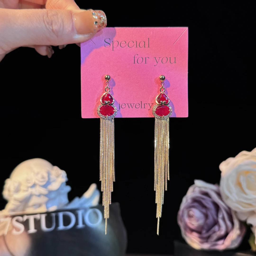 铜合金耳饰 葫芦】秋冬新款葫芦长款流苏耳环气质轻奢时尚百搭耳钉