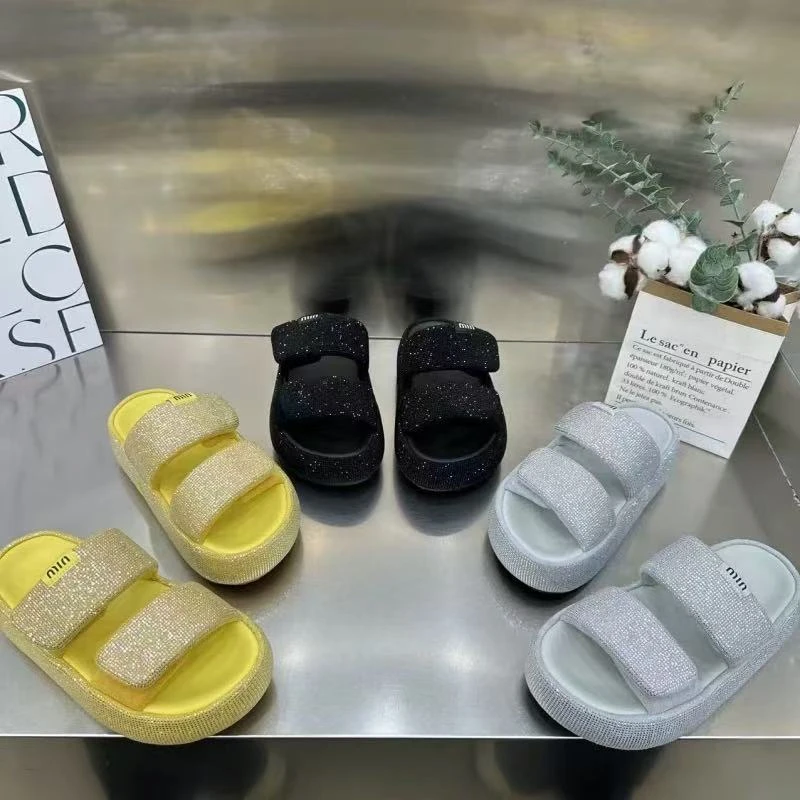 z778-188水钻厚底一字拖女款2025新款爆款夏天外穿