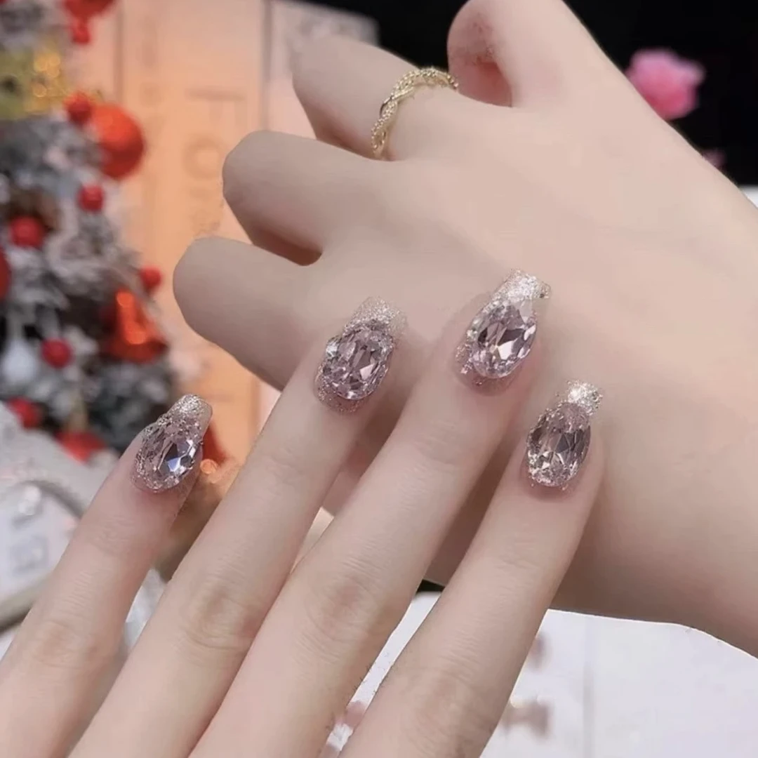 【爆闪星河】K9鸽子蛋纯手工穿戴甲可拆卸假指甲高级感春季美甲贴