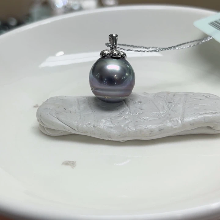 银S925镶嵌吊坠(不含链)海水珍珠12-13mm60号