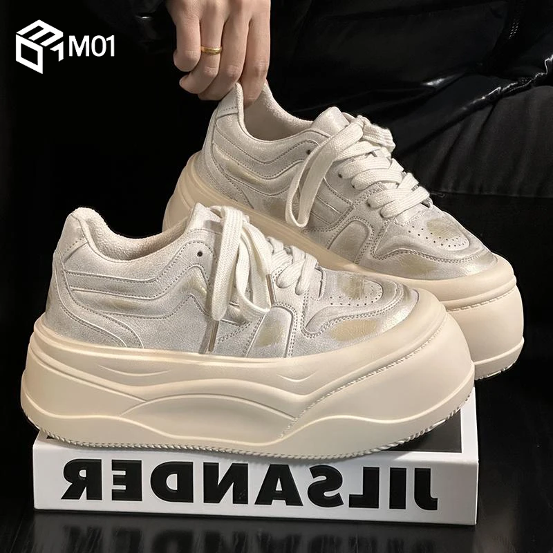 M01欧货系带大头面包鞋女厚底松糕鞋百搭小个子增高运动休闲板鞋