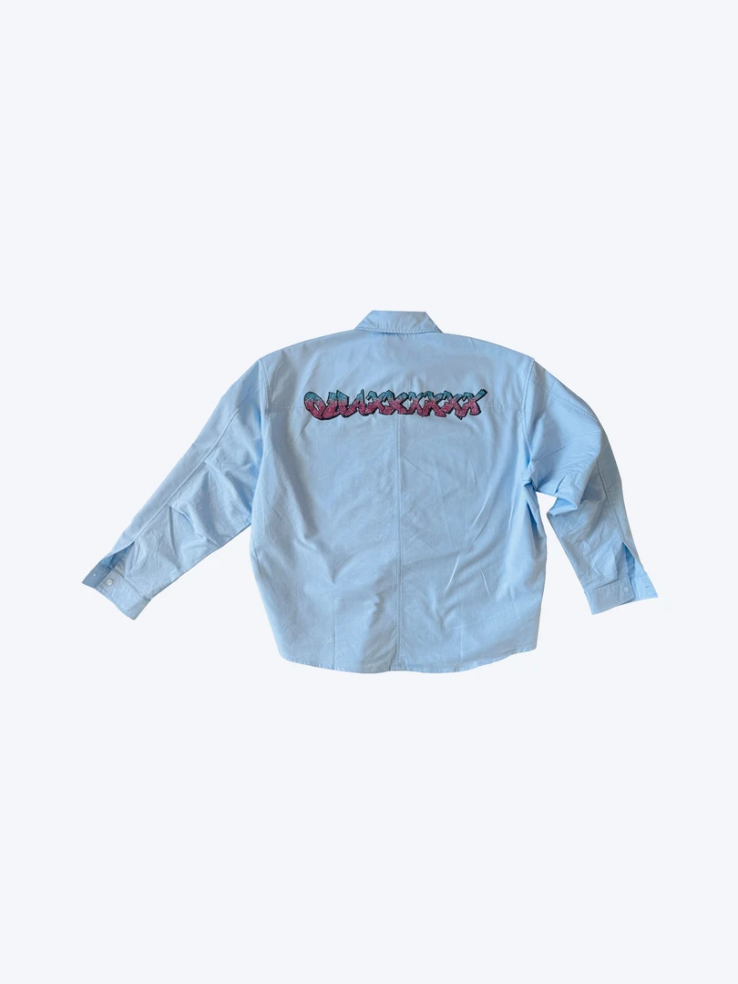 ouaxxxxxx宽松休闲美式嘻哈涂鸦长袖衬衫印花衬衣翻领时尚