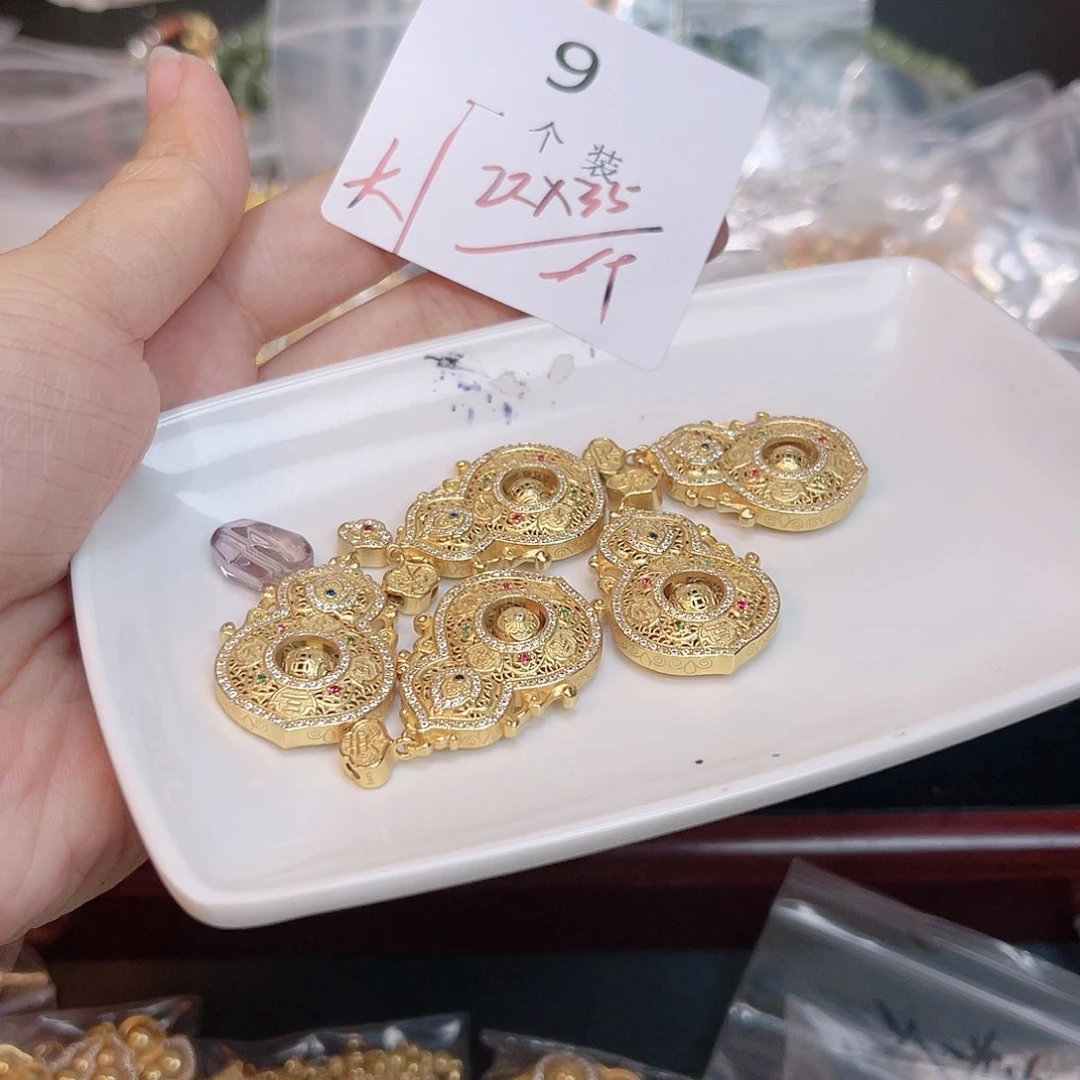 紫晶珠宝半成品银S925镀金镶嵌9