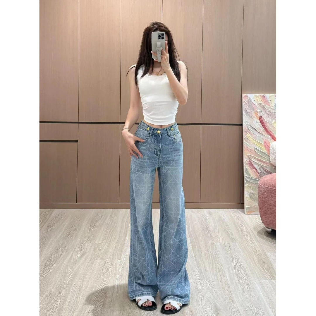 KUNGE-2025秋季线条水洗高级牛仔裤-056