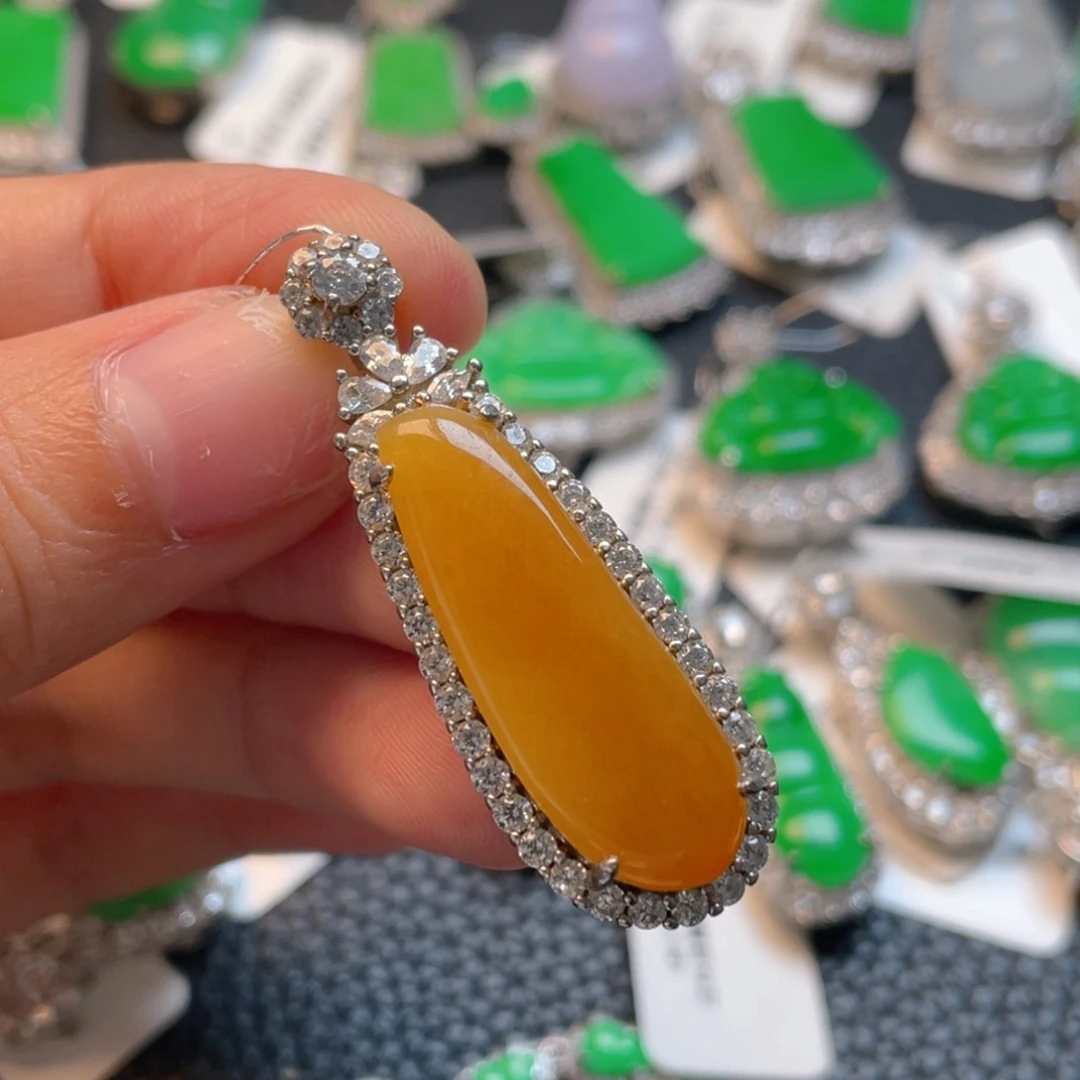 翡翠银S925镶嵌吊坠(不含链)