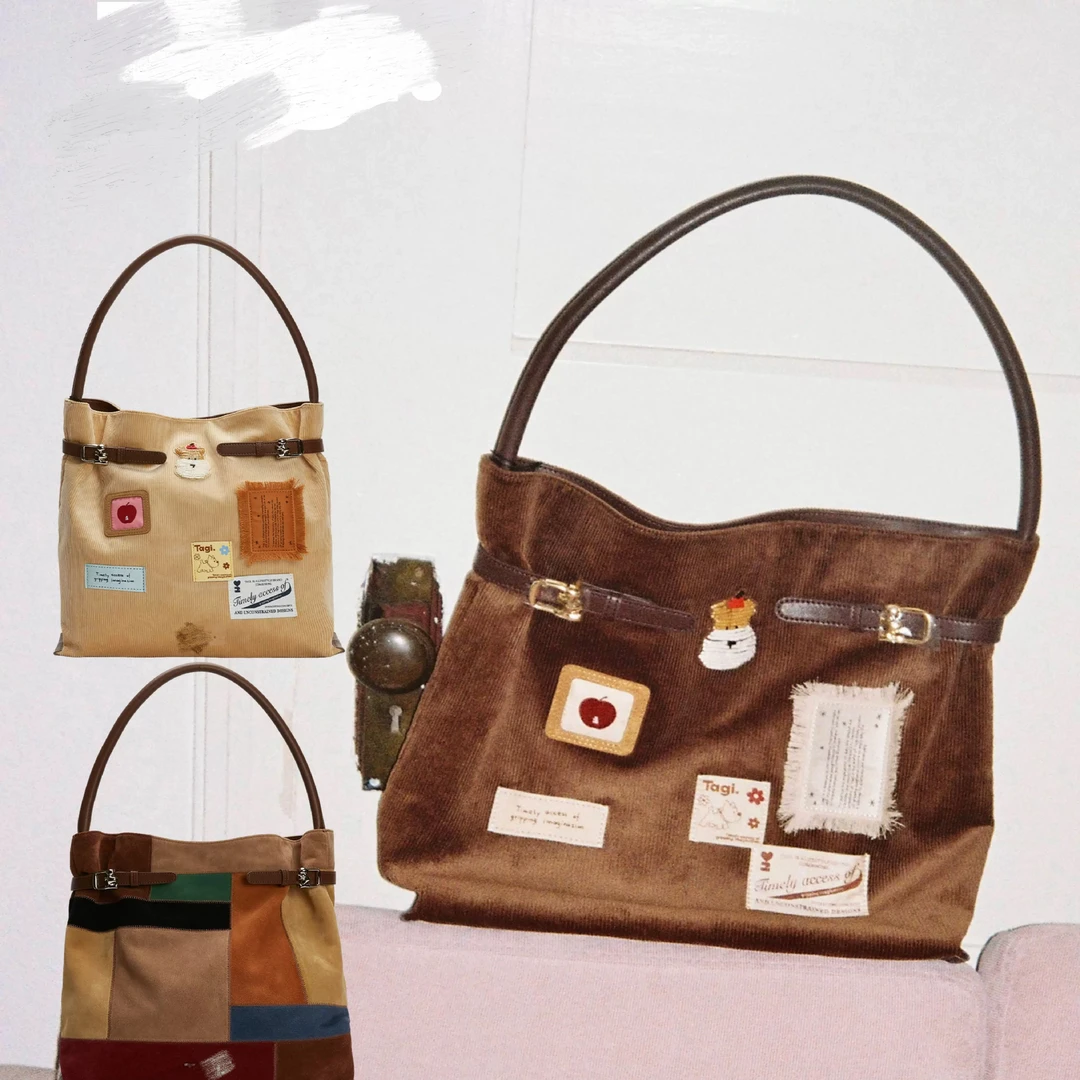 棕色托特-大容量单肩斜挎秋冬美拉德设计感通勤百搭系动漫感B2