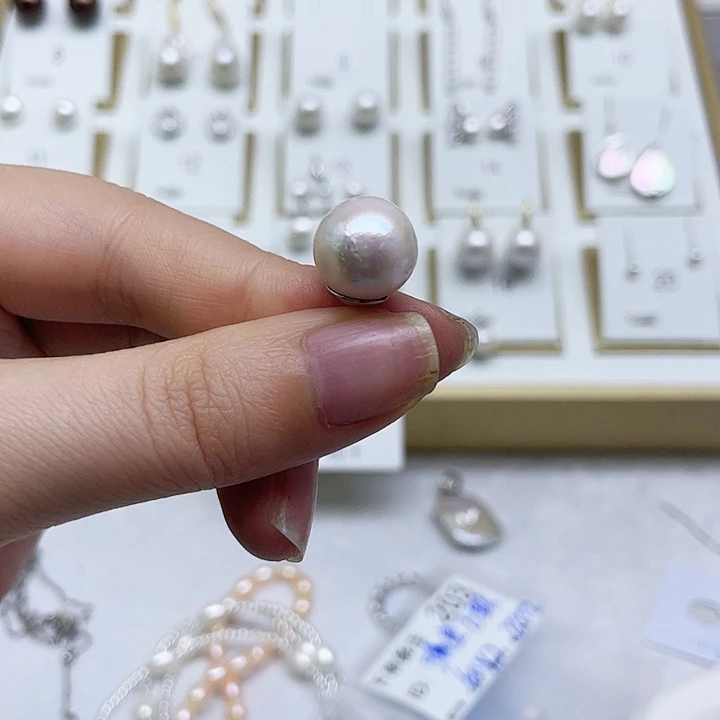 淡水珍珠耳饰银S925镶嵌晴***长