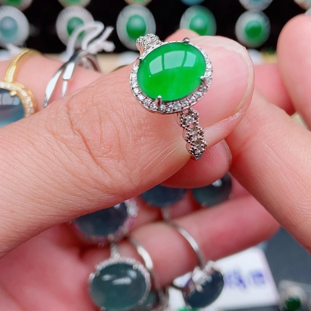 翡翠银S925镶嵌戒指