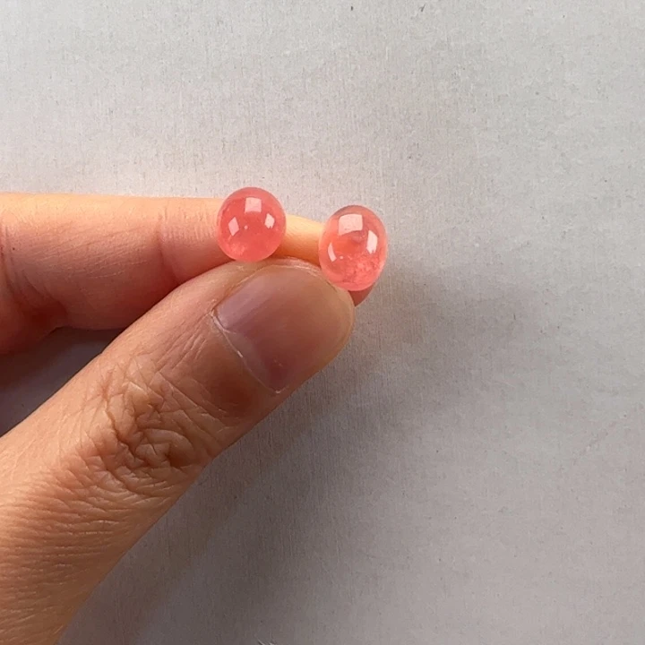 菱锰矿（红纹石）耳饰18K金镶嵌欣***当