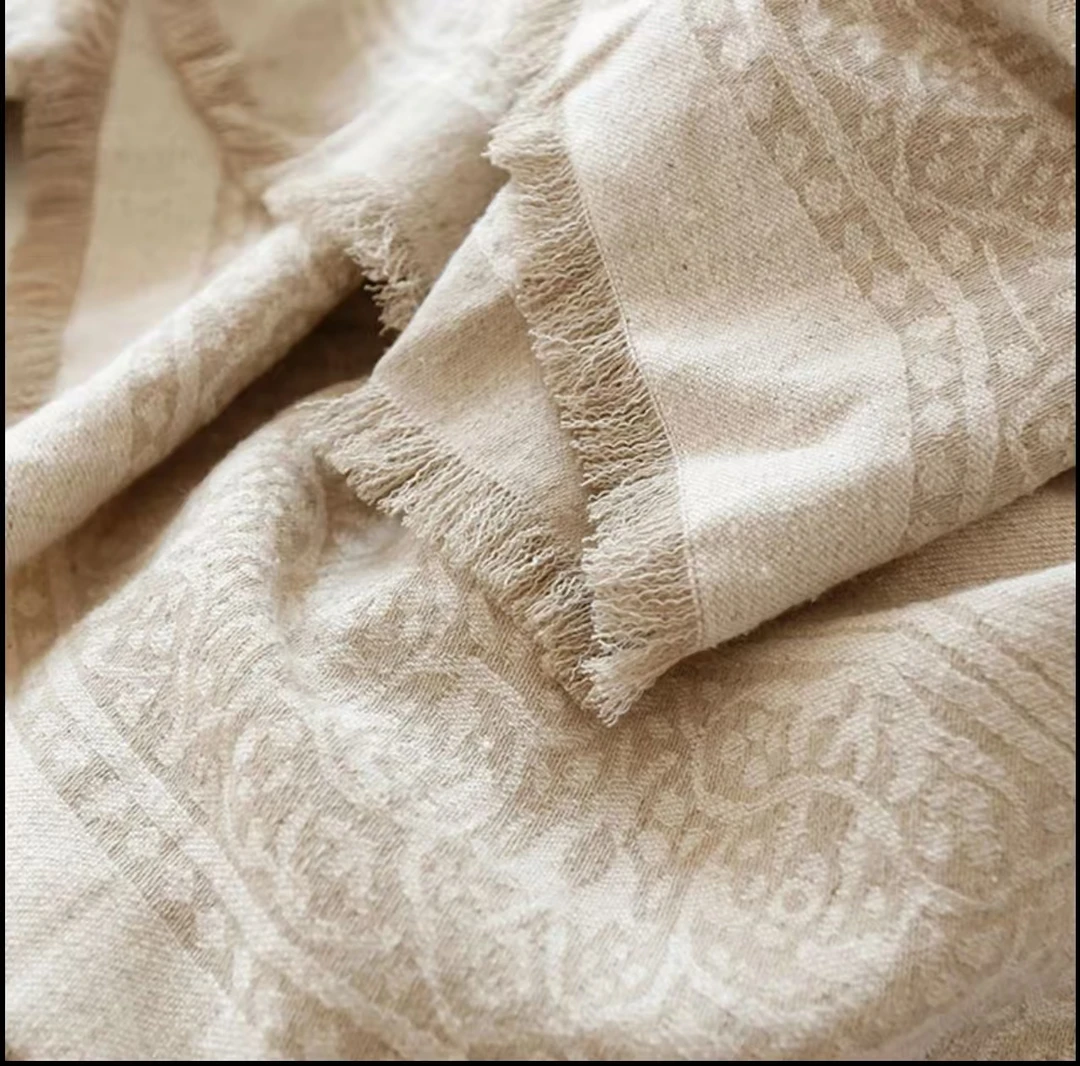 【汉麻航空毯】北欧极简风高端定制毯简约花纹流苏花边款A类加厚