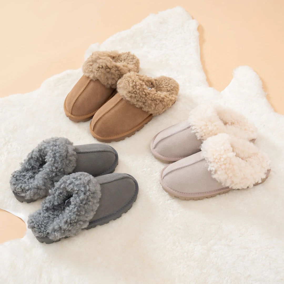 2025爆款卷羊毛浅口包头款卡通风韩版纯色休闲包头拖防滑软底拖鞋