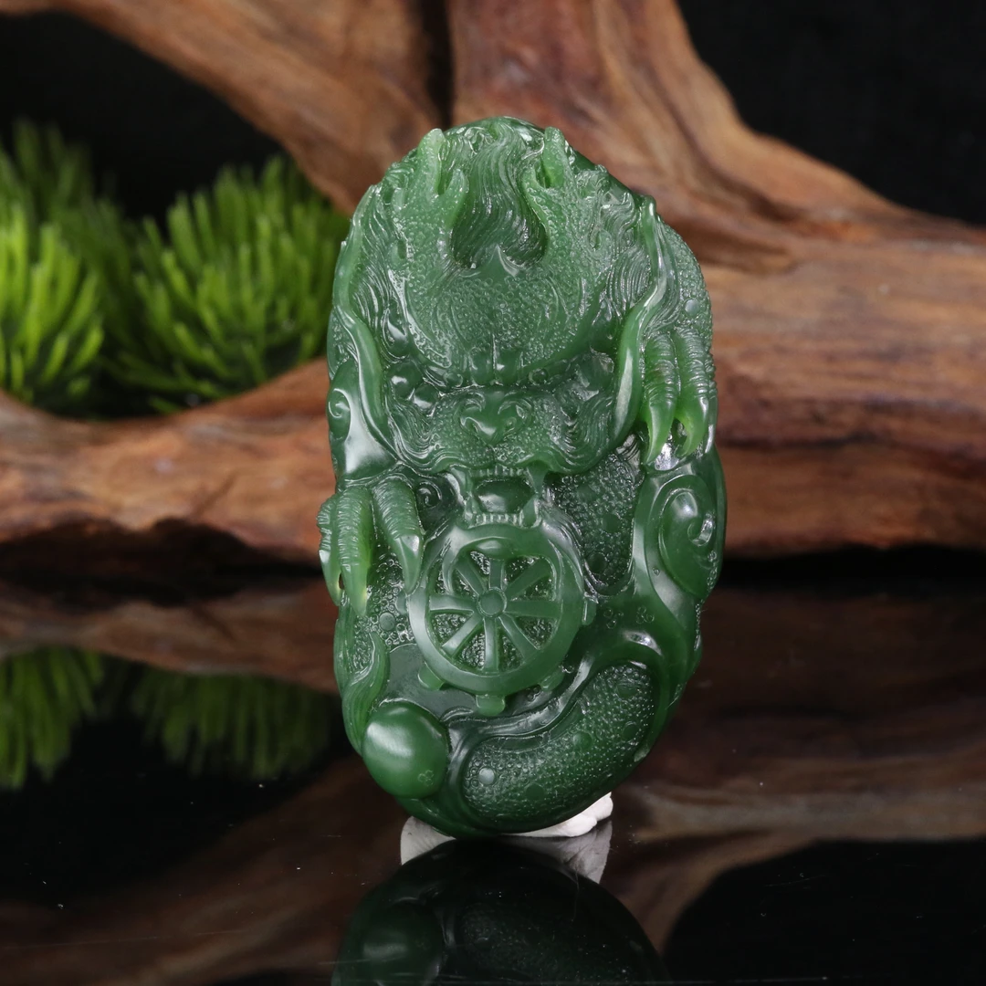 19和田玉碧玉龙牌/100269上海嘉禾拍卖