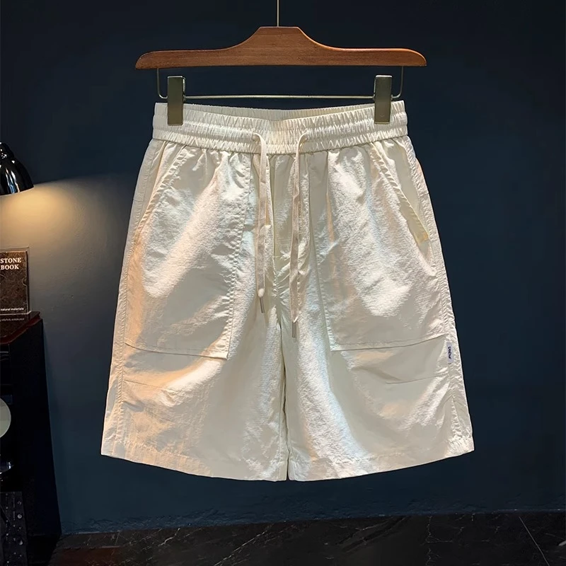 U&PURA薄款冰丝速干休闲短裤男士夏季潮流宽松五分裤束腰潮流短裤