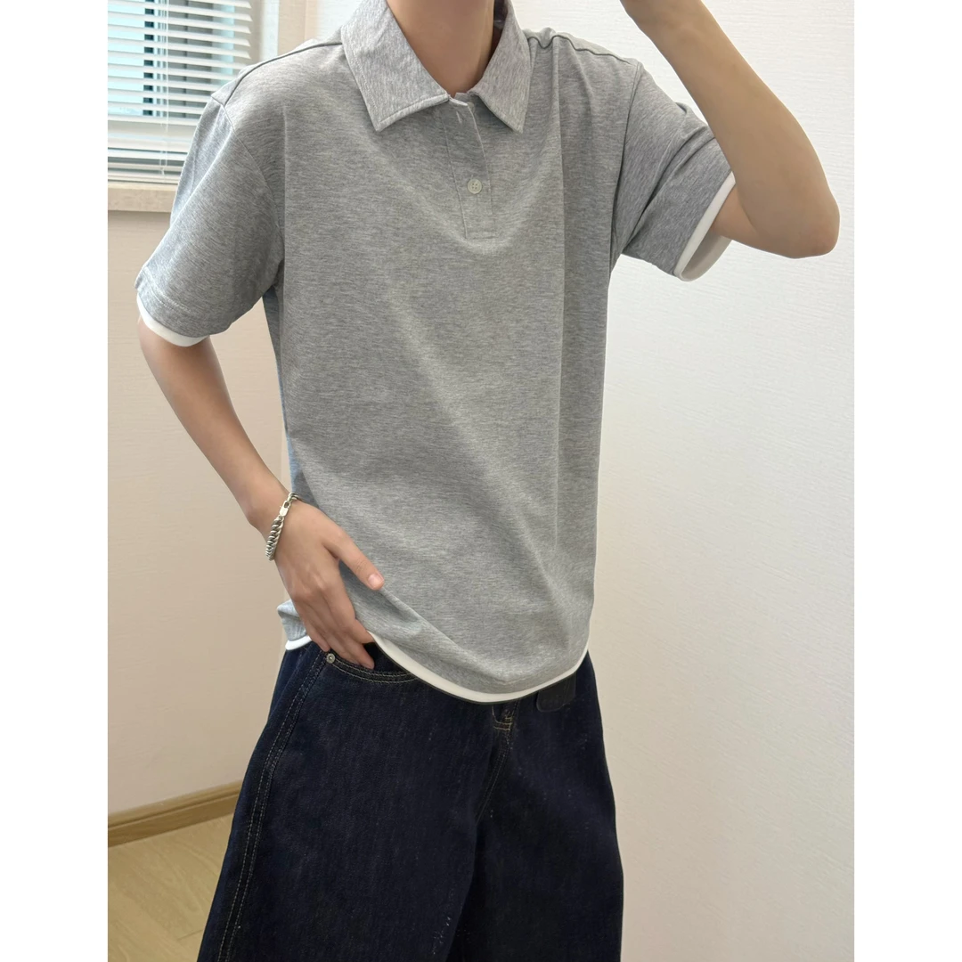 假两件拼色Polo衫 常规夏季款百搭休闲