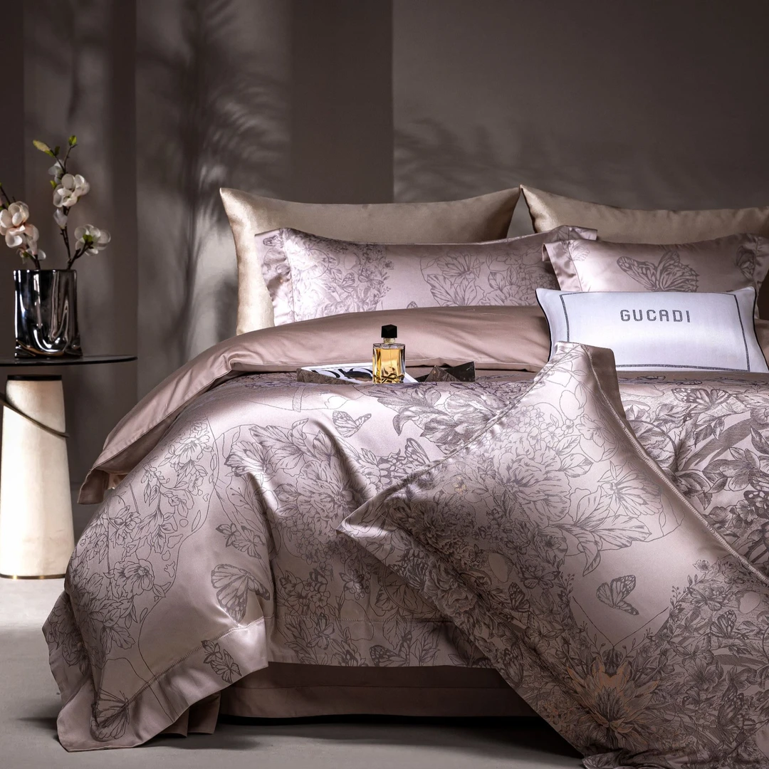GUCADI2025极境系列【蝶恋花】 纯棉色织大提花全工艺四件套A5300