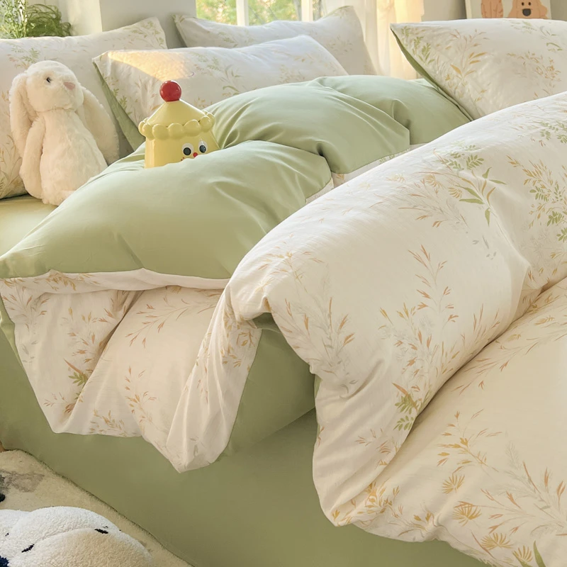 2025新款A类水洗云朵棉小清新简约云朵四件套床单学生宿舍