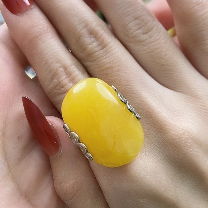 琥珀戒指未镶嵌戒指