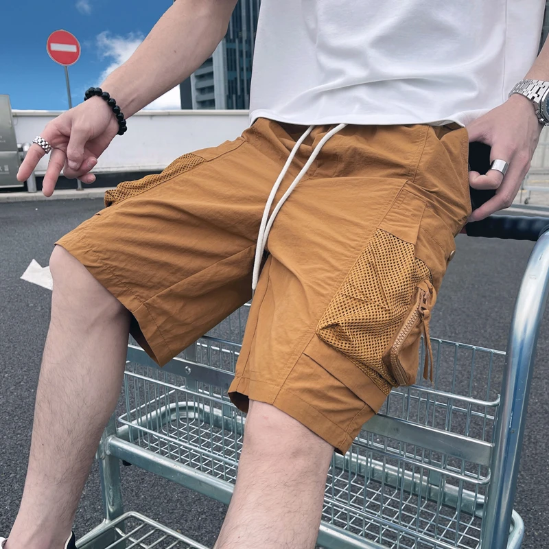 夏季外穿休闲短裤男潮流薄款网眼透气大口袋五分裤宽松帅气大裤衩