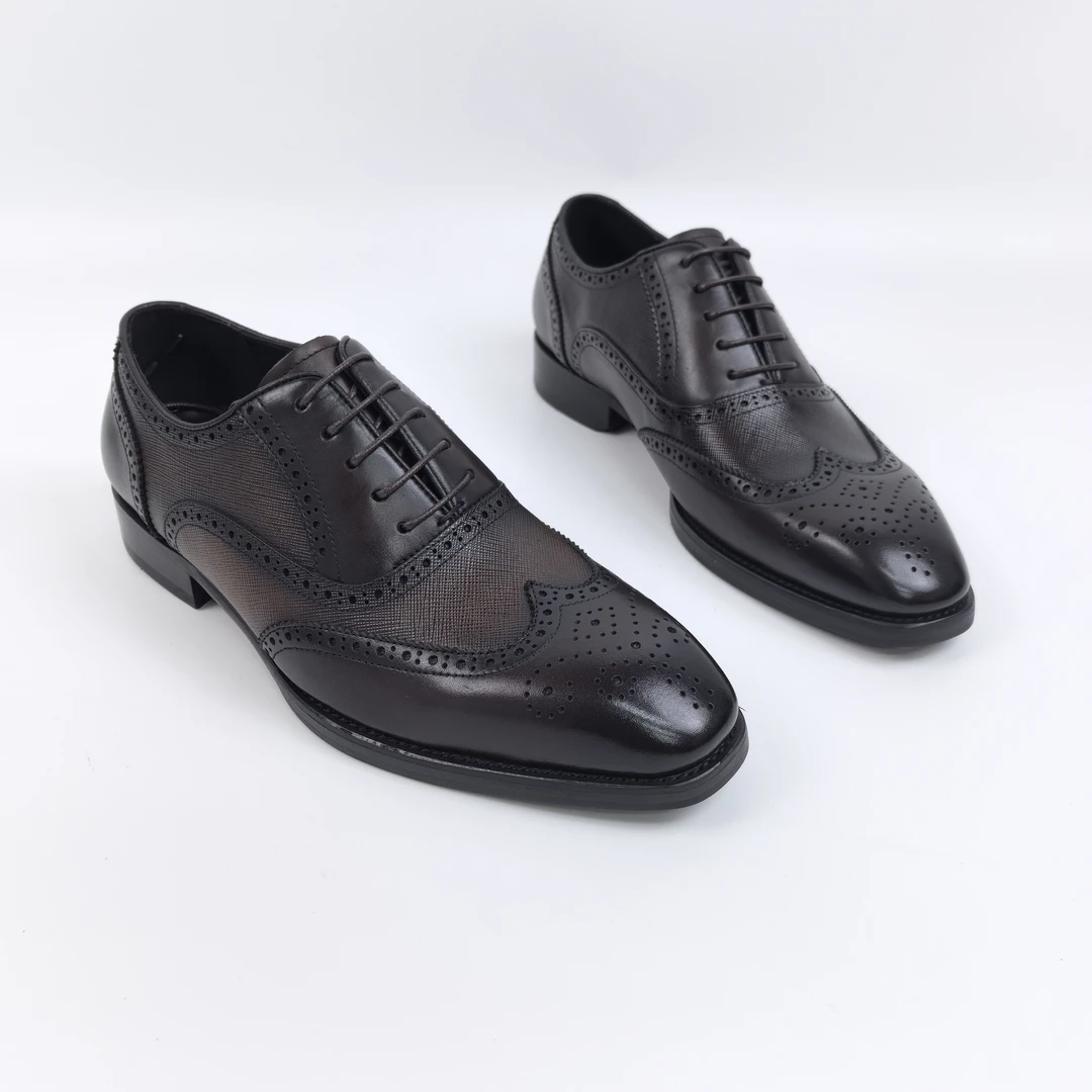 牛皮固特异全皮底防滑贴底布洛克正装商务皮鞋（G9050333）