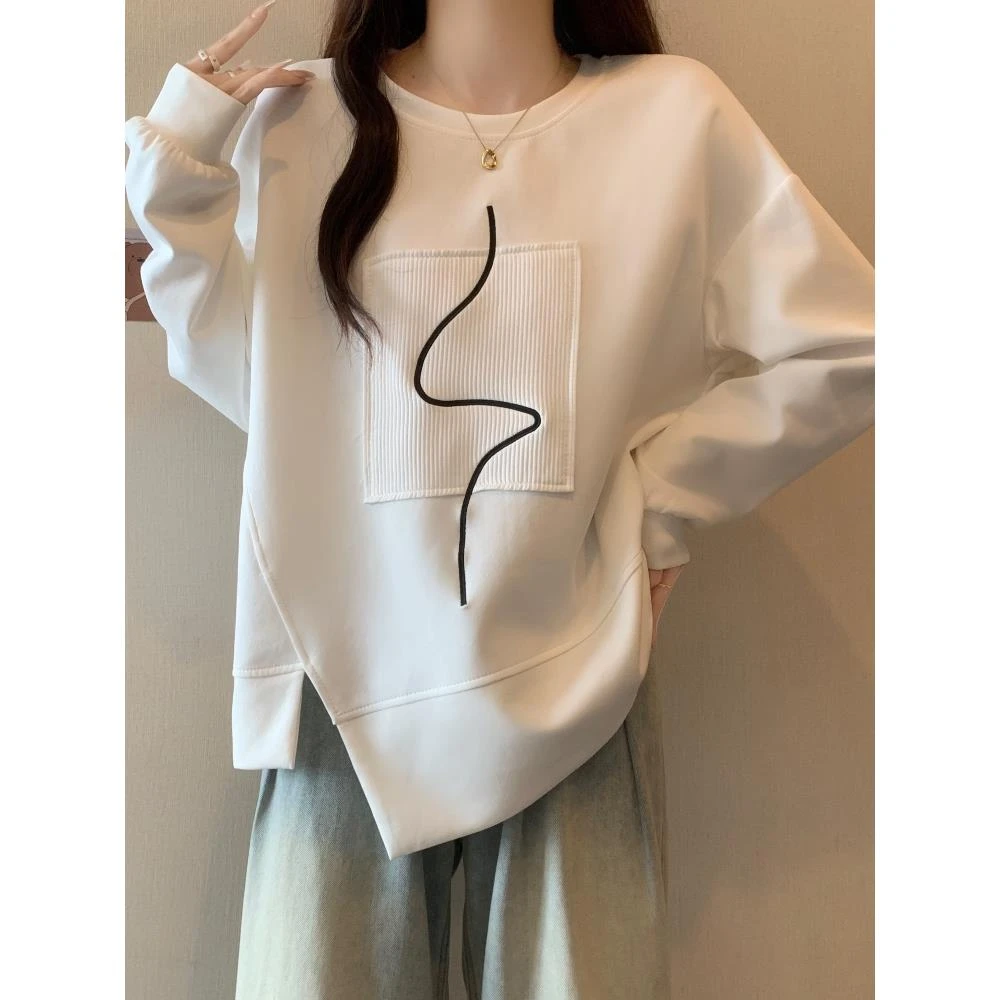 不规则卫衣女款2025爆款春秋宽松休闲欧货独特别致上衣长袖打底衫