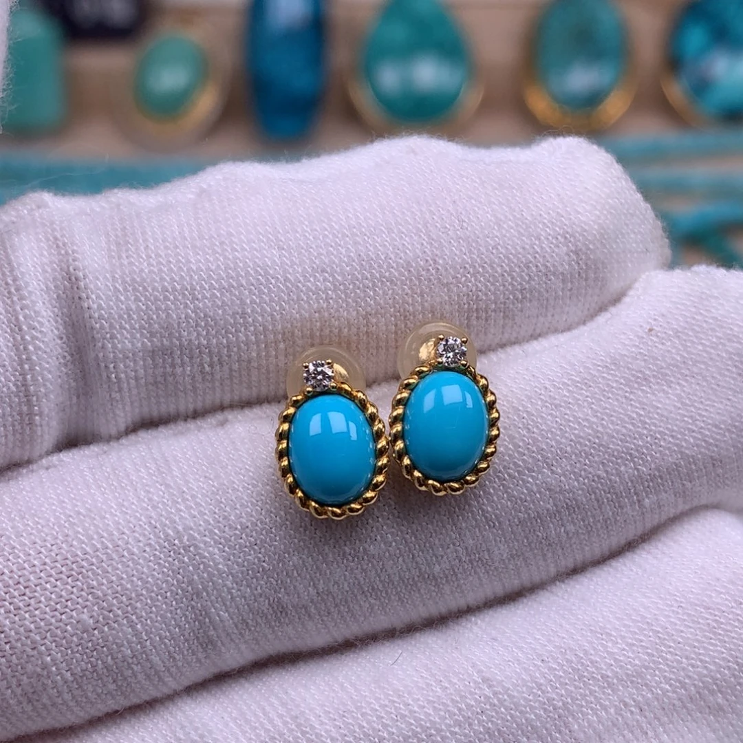 绿松石18K金镶嵌珠宝奇石