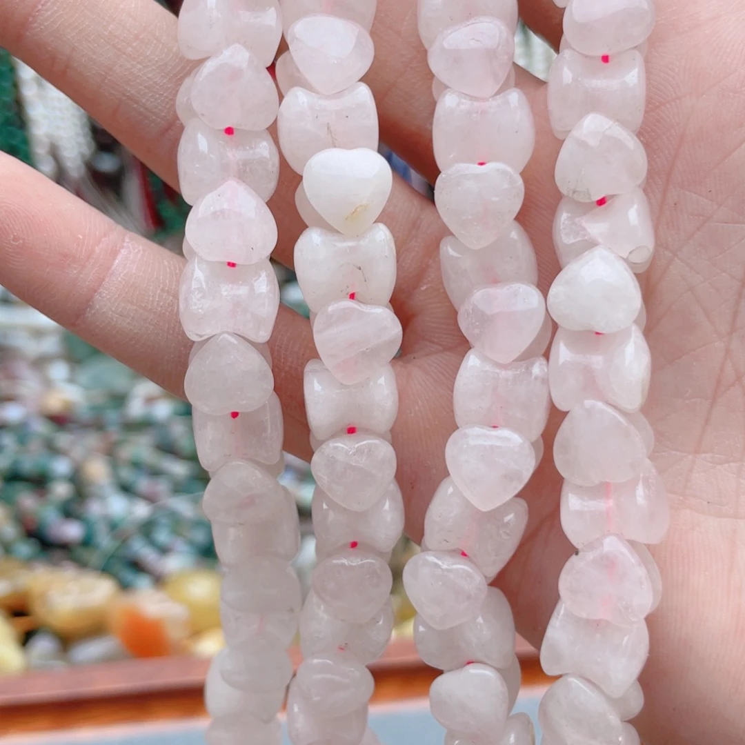 未镶嵌玛瑙/玉髓珠宝奇石粉水晶爱心1条卡9