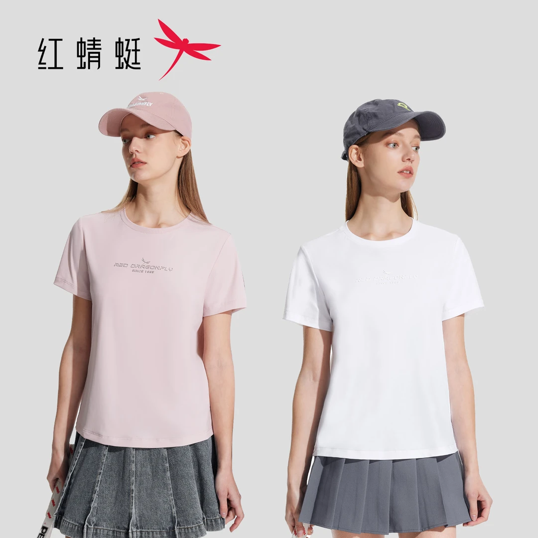 【女款】红蜻蜓 夏季户外运动休闲舒适冰肤防晒圆领短袖