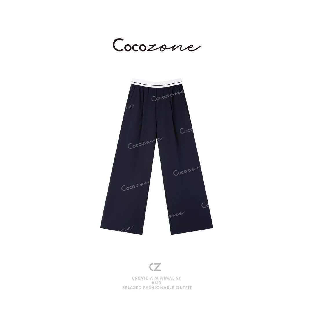 COCO ZONE 刘一一 拼接松紧腰显瘦宽松休闲裤ACD2A0199