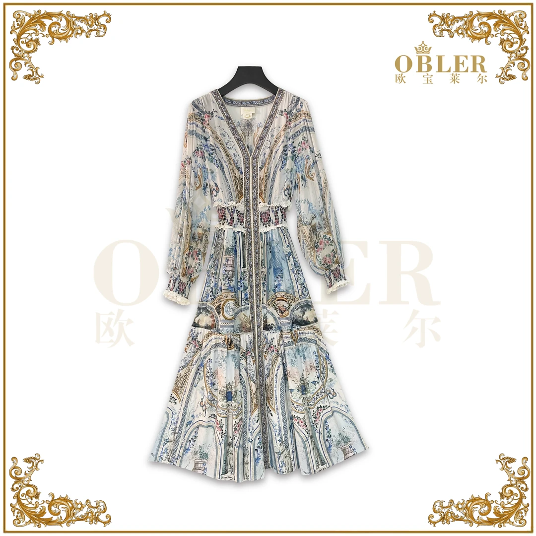 【欧宝莱尔】新款真丝时尚气质连衣裙 305-24210