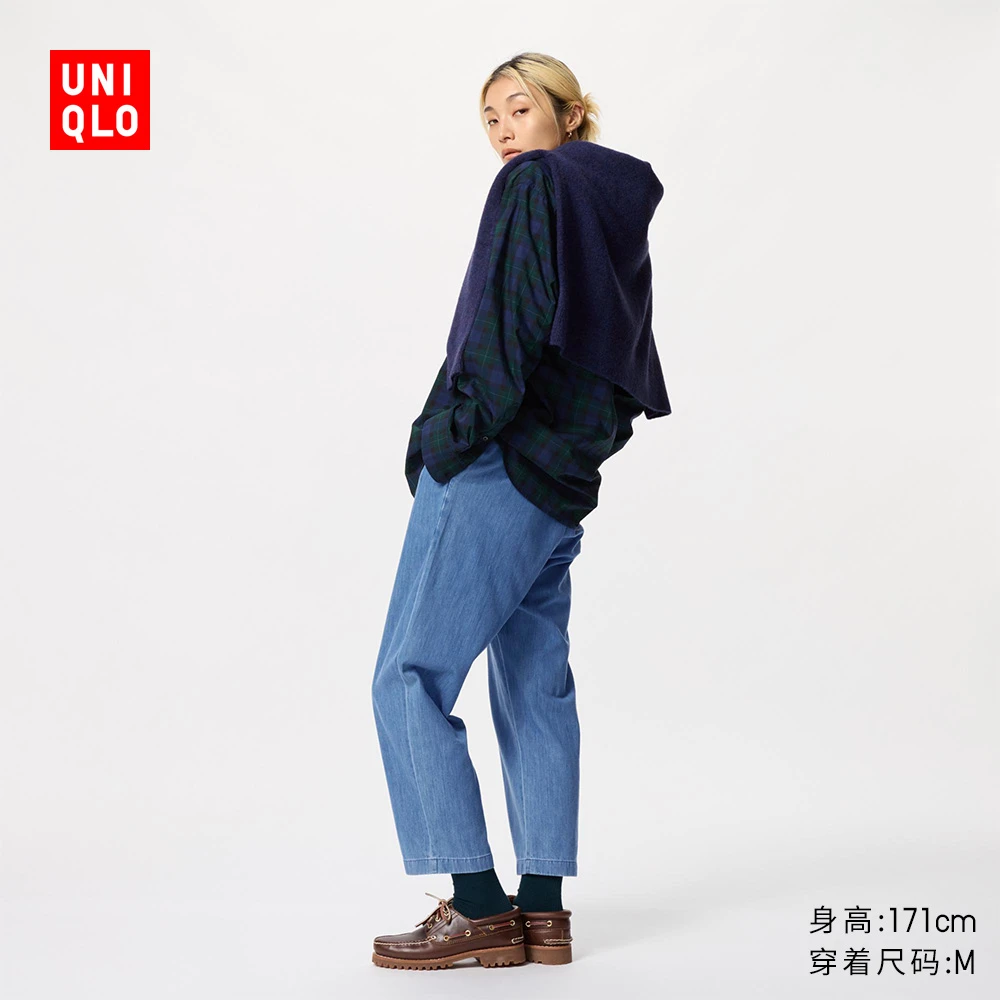 优衣库女装全棉松紧九分裤/休闲百搭宽松471401