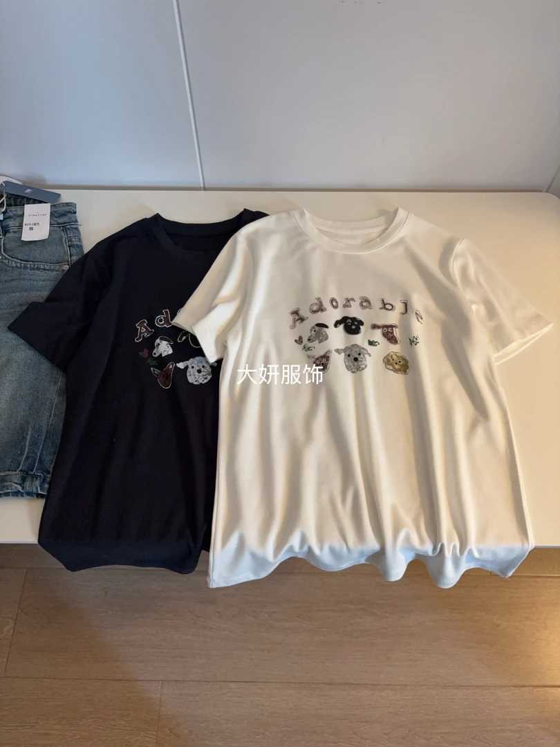 小奶牛。亲肤棉！减龄时尚休闲印花短袖圆领T恤391