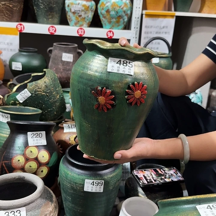 瑕疵金绿花边485高度25口径15